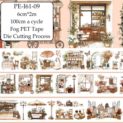 Warm Coffee Corner Die Cutting Fog PET Tape for journaling, scrapbooking and collage
