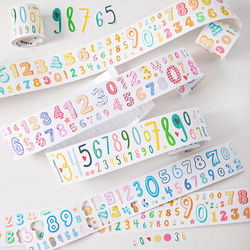Variety Number Series Die Cutting PET Tape for journaling, scrapbooking and collage