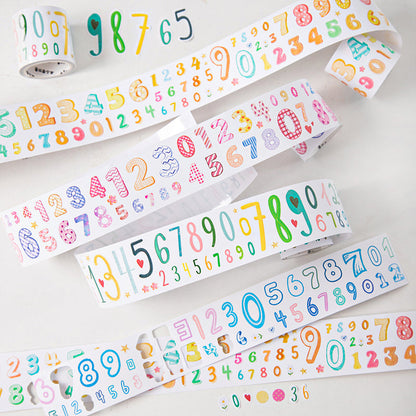 Variety Number Series Die Cutting PET Tape for journaling, scrapbooking and collage