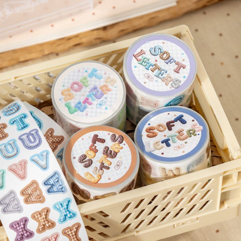 Soft Letters Series Die Cutting PET Tape featuring letter designs for journaling, scrapbooking and collage