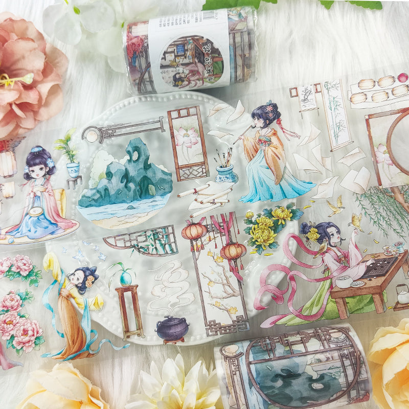 Recognizing flowers Shell Light PET Tape featuring flower, and light designs for journaling, scrapbooking and collage