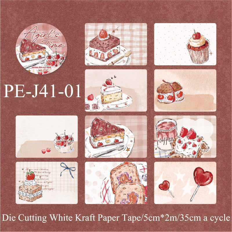 Young Girl Time Series Die Cutting White Kraft Paper Tape