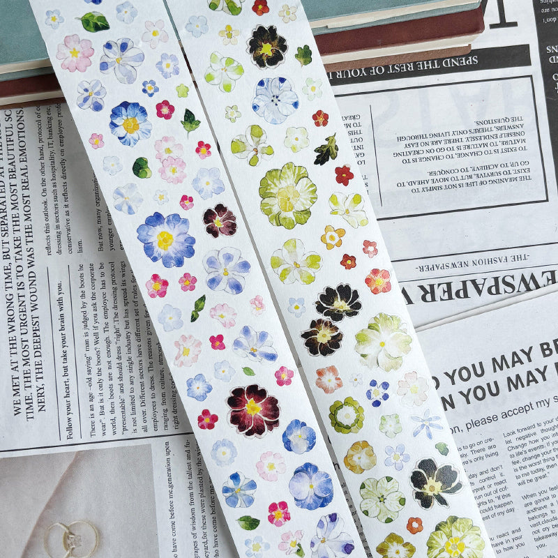 5cm*166cm Little Flower Die Cutting Washi/PET Tape featuring flower designs for journaling, scrapbooking and collage