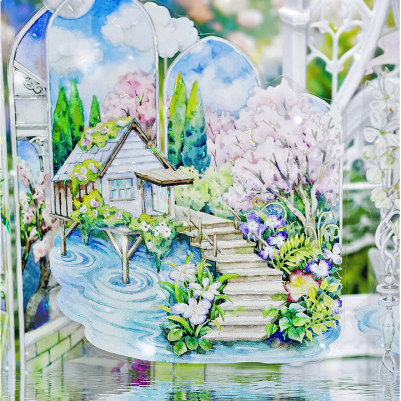 Whole Roll 7.5cm*5m Seine River Scenery Shell Light PET Tape featuring light designs for journaling, scrapbooking and collage