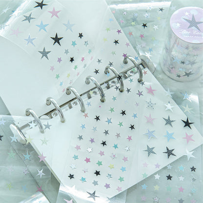 Muanuan Diary Series Die Cutting Silver Stamping PET Tape featuring silver designs for journaling, scrapbooking and collage