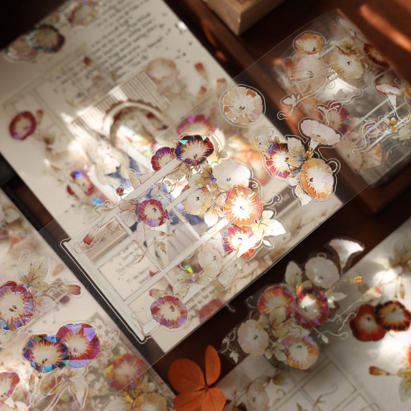 6cm*120cm Lavender flower Die Cutting Washi/PET/Shell Light PET Tape featuring flower, and light designs for journaling, scrapbooking and collage