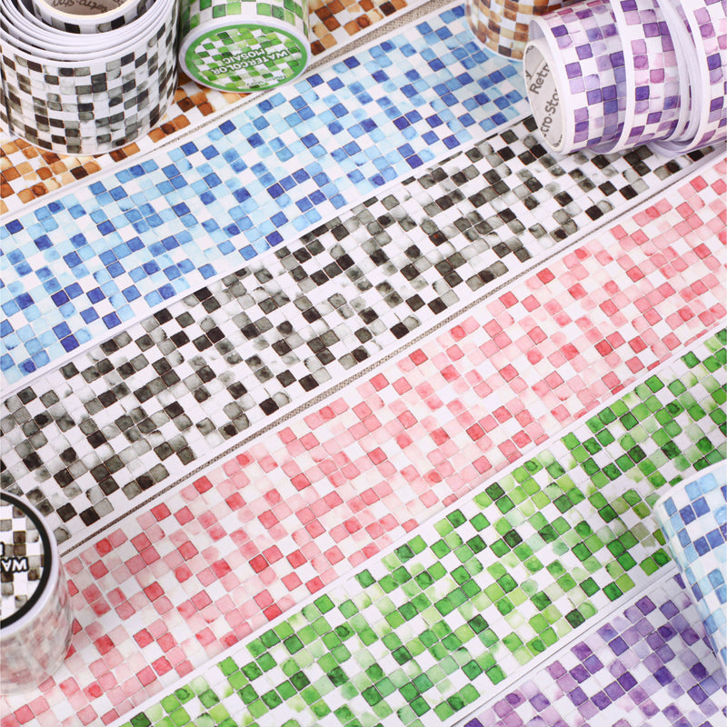 Watercolor Mosaic Series Washi Tape featuring color designs for journaling, scrapbooking and collage