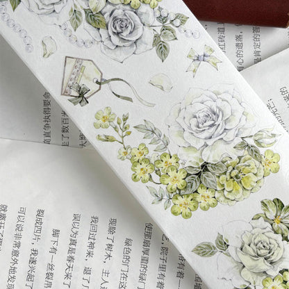 Green Flower Bud Die-Cutting Washi Tape - Whole Roll 6cm×5m