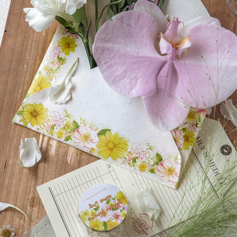 Floral Spread Series PET Tape featuring floral designs for journaling, scrapbooking and collage