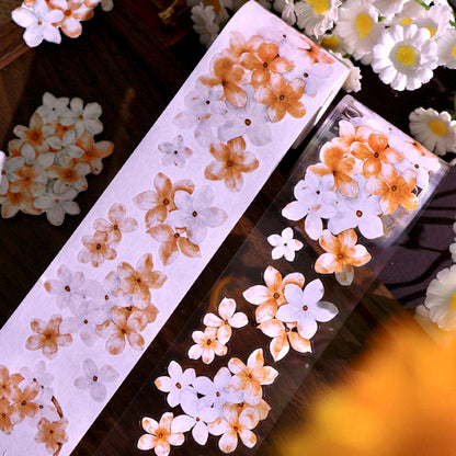 5cm*100cm Autumn Chrysanthemum Flower Die Cutting Washi/PET/Shell Silver PET Tape featuring autumn, silver, and flower designs for journaling, scrapbooking and collage
