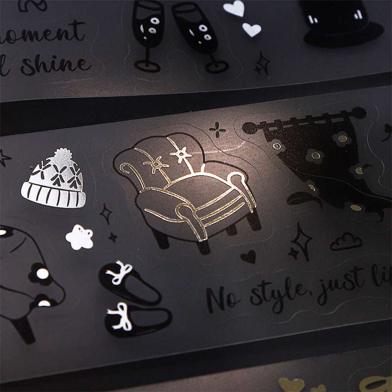 Silver Mist Leisure Series Die Cutting Silver Stamping Fog PET Tape featuring leisure, and silver designs for journaling, scrapbooking and collage