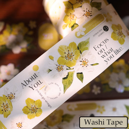 5.5cm*150cm Creamy Peach Blossoms Die Cutting Washi/PET/Shell Light PET Tape
