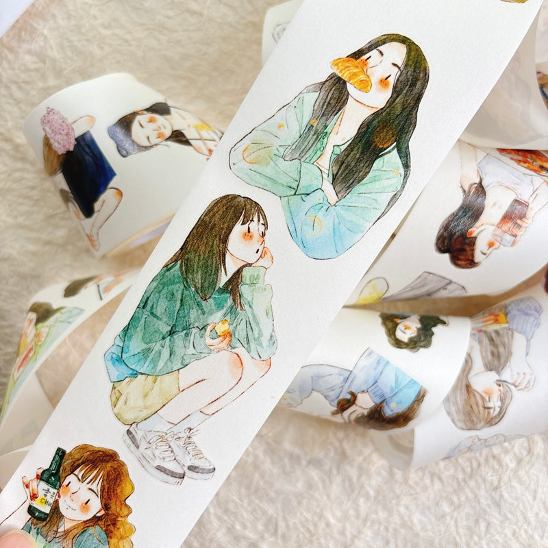 5.5cm*333cm Having a meal Die Cutting Washi/PET/Fog PET Tape for journaling, scrapbooking and collage
