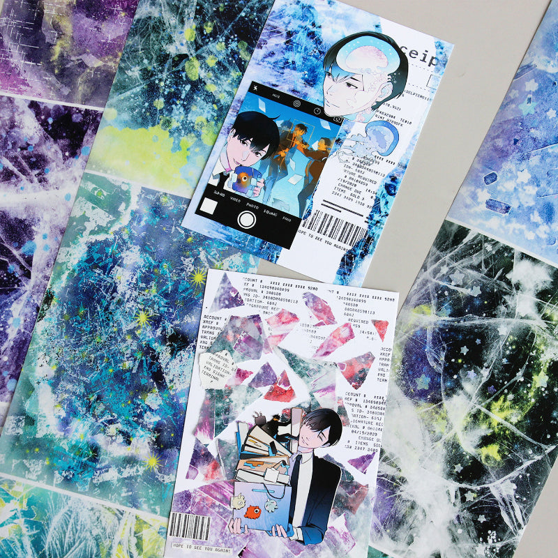 Whole Roll 10cm*5m Past of Stardust Washi Tape featuring star designs for journaling, scrapbooking and collage
