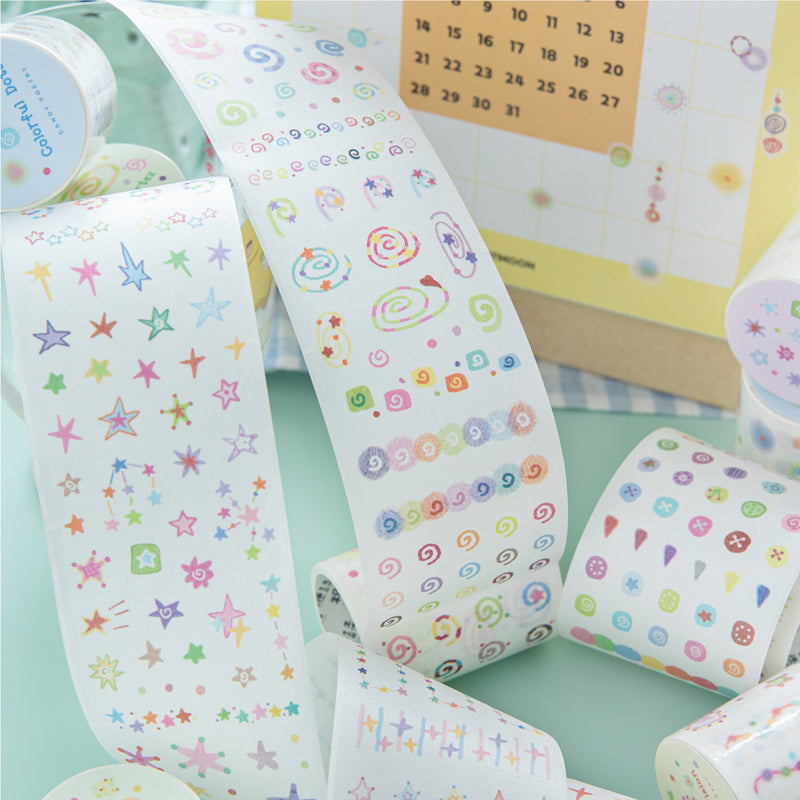 Colorful Mood Series Die Cutting Washi Tape featuring color designs for journaling, scrapbooking and collage