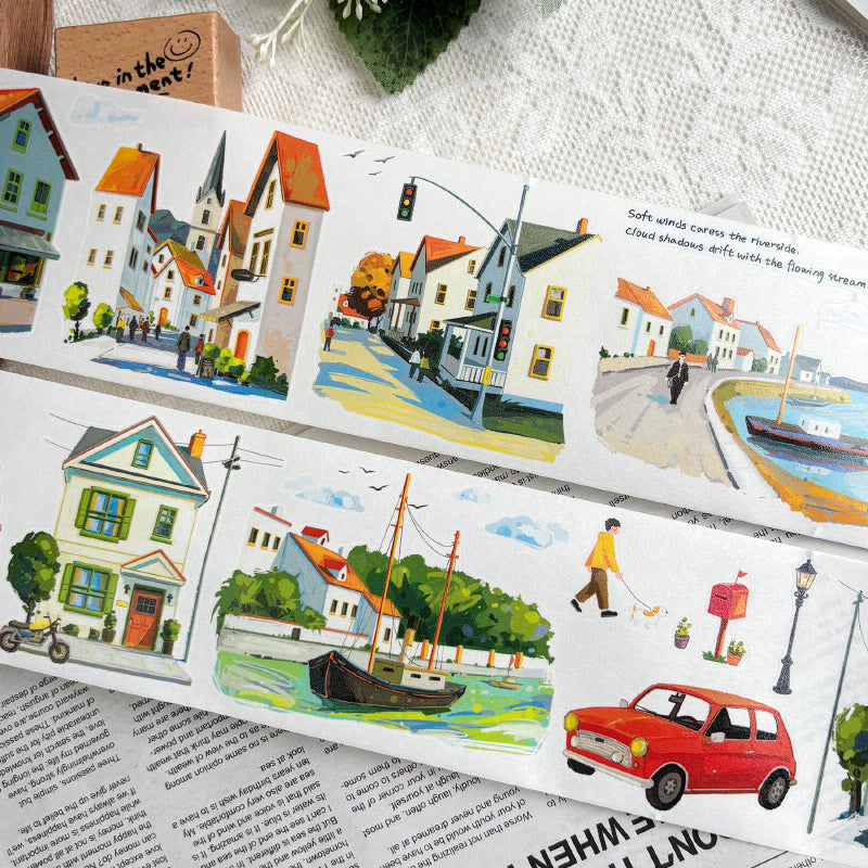 7cm*100cm River Bend Scenery Die Cutting Washi/PET Tape