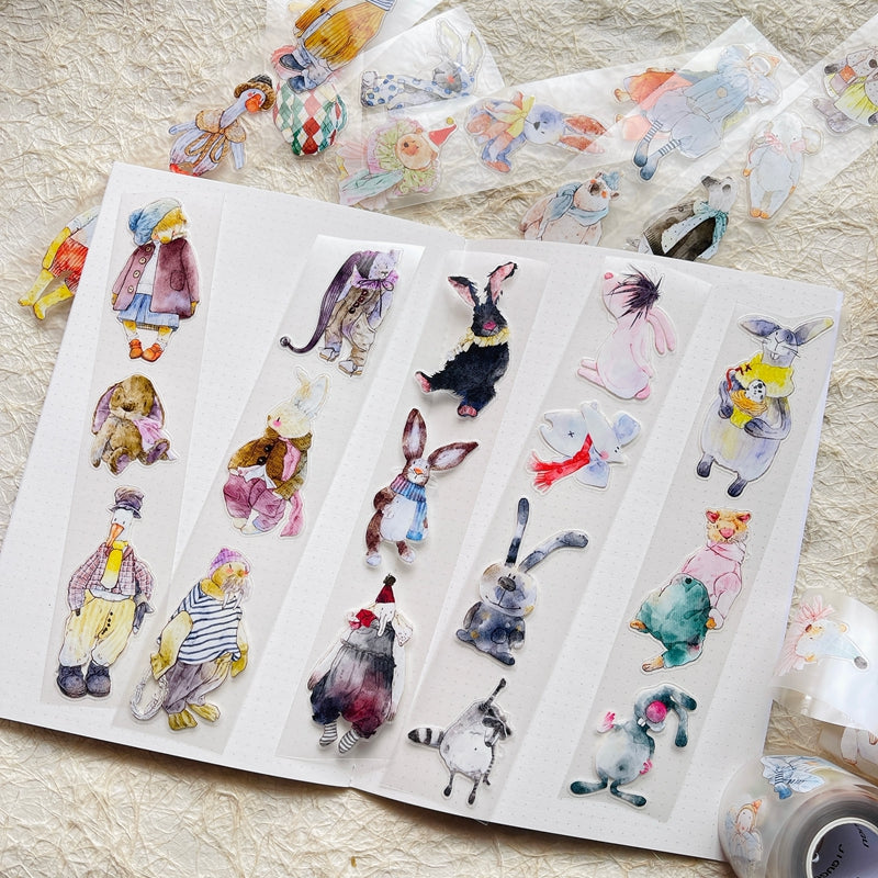 4cm*333cm Cute doll Die Cutting Washi/PET/Fog PET Tape for journaling, scrapbooking and collage
