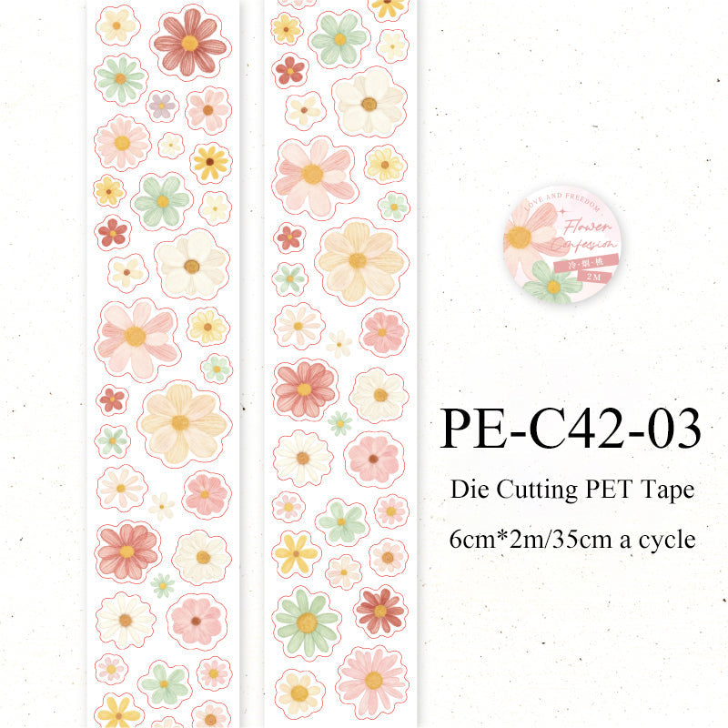 Daisy flower journal series Die Cutting PET Tape
