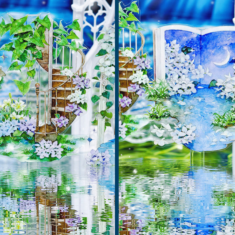 7cm*100cm Monet Moonlit Night Shell Light PET Tape featuring moon, and light designs for journaling, scrapbooking and collage