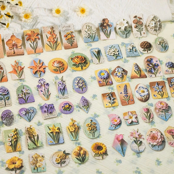 Floral Relief Sculpture Sticker Pack