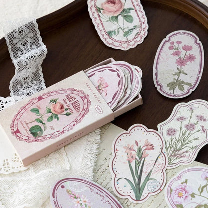 Boîte d'autocollants floraux vintage Blossom Archive
