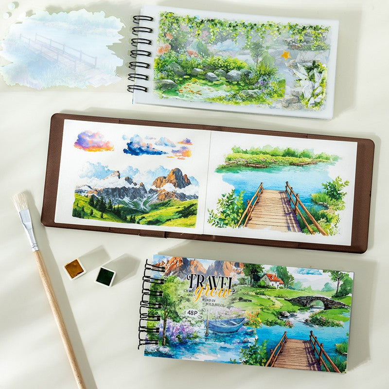 Windin Wildhills Series Sticker Book featuring book and wind designs for journaling, scrapbooking and collage