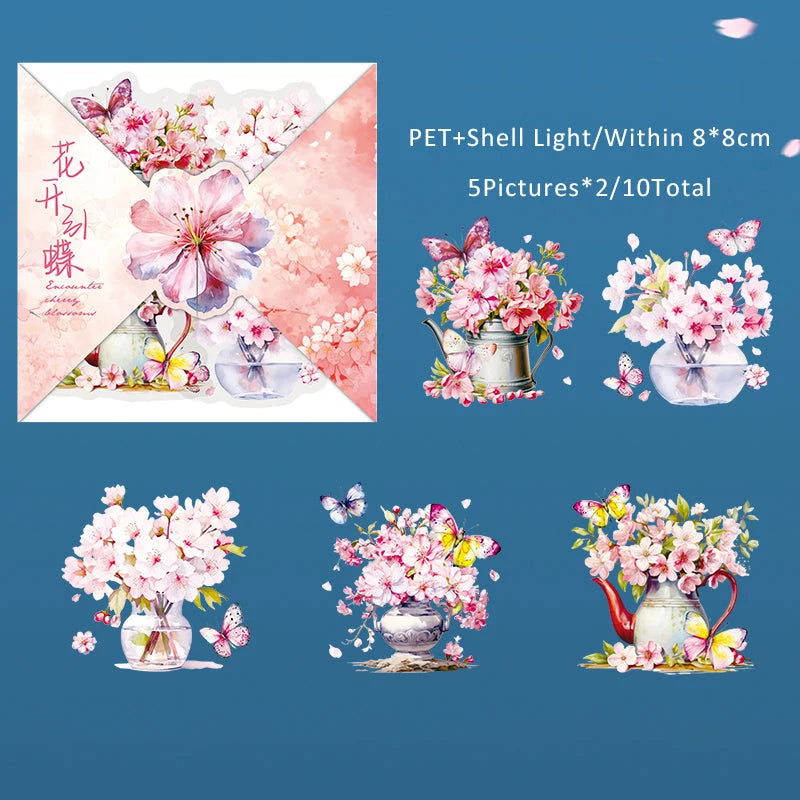 Cherry Blossom Sticker Sheet – Japanese Aesthetic Journaling & Planner Sticker