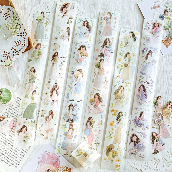 Light Vintage Figure & Flower Washi Tape