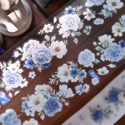 Blue & Green Flower Vintage PET & Washi Tape