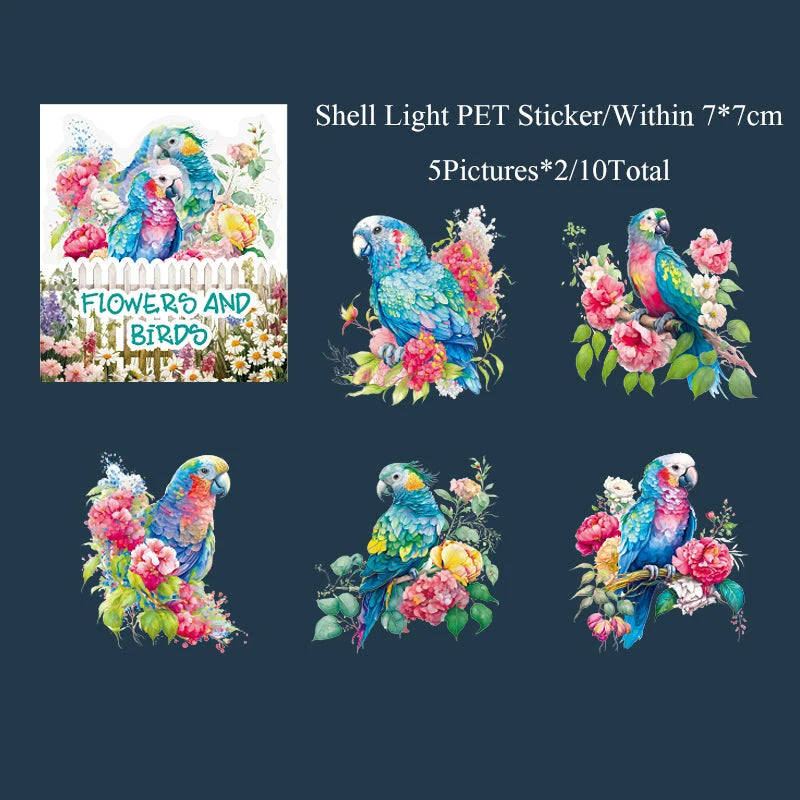 Floral & Birds Sticker Sheet – Aesthetic Nature Journaling & Scrapbook Sticker