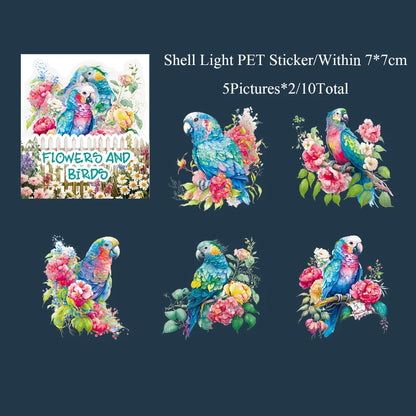 Floral & Birds Sticker Sheet – Aesthetic Nature Journaling & Scrapbook Sticker