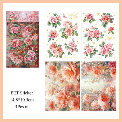 Rose Blossom Sticker Sheet – Romantic Aesthetic Journaling & Scrapbook Sticker