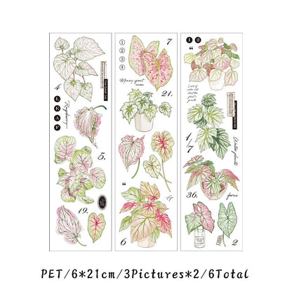 Botanical Green Plant Sticker Sheet – Aesthetic Nature Journaling & Scrapbook Sticker