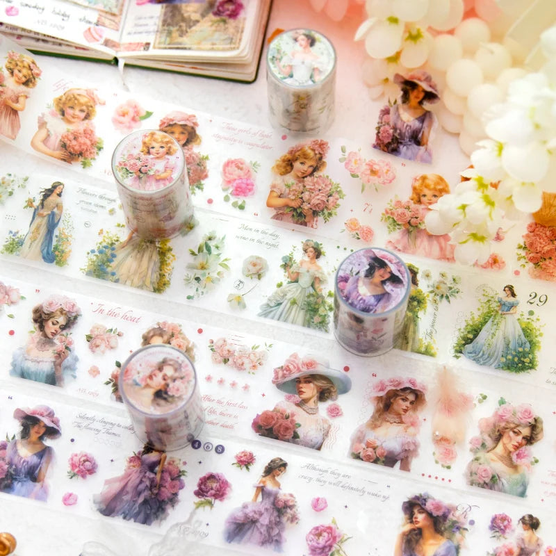 Vintage Art Girl Floral PET & Washi Tape