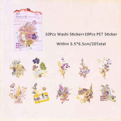 Time Floral Sticker Sheet – Vintage Aesthetic Journaling & Planner Sticker