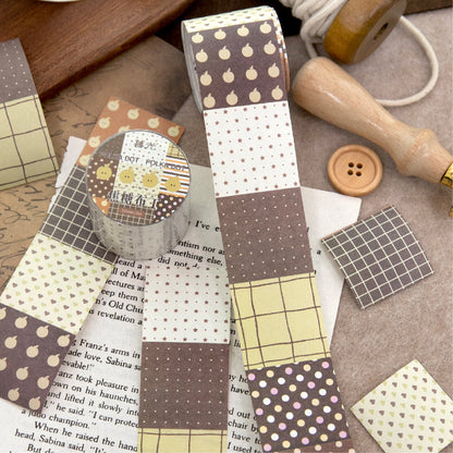 Dot Pattern Battle Series Die Cutting White Kraft Paper Tape featuring white, and dot designs for journaling, scrapbooking and collage