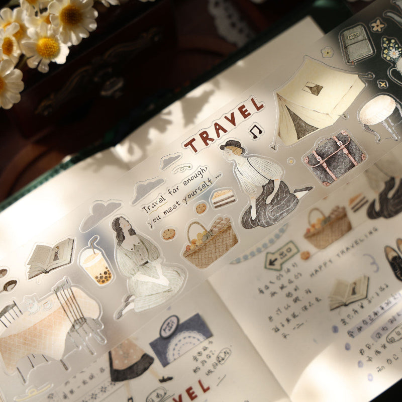 5cm*100cm Travel Diary Die Cutting Washi/Fog PET Tape for journaling, scrapbooking and collage
