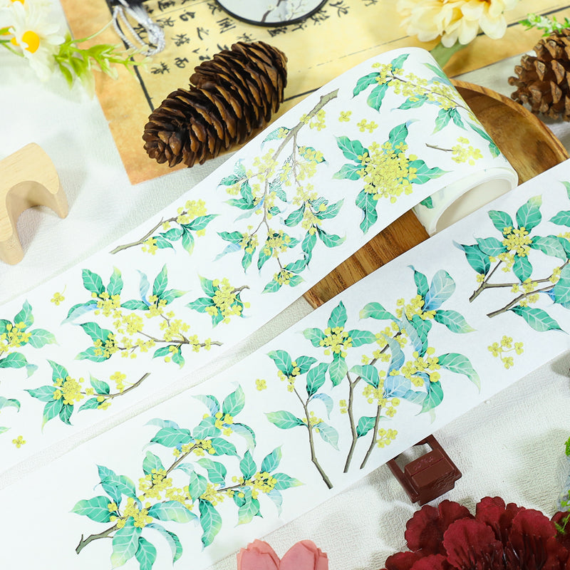 Glod Osmanthus Die Cutting Washi/Shell Light PET Tape featuring light designs for journaling, scrapbooking and collage