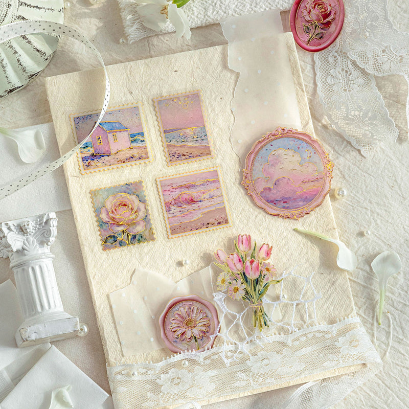 Oil Painting Floral Sentiment Series Sticker featuring floral designs for journaling, scrapbooking and collage