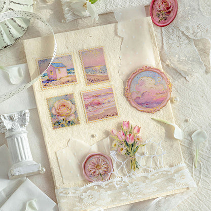Oil Painting Floral Sentiment Series Sticker featuring floral designs for journaling, scrapbooking and collage