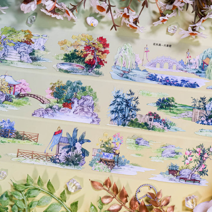 6cm*100cm Flowers Trees Abound PET Tape featuring flower, and tree designs for journaling, scrapbooking and collage
