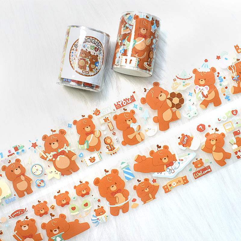Bella bear's happy hour PET Tape featuring bear designs for journaling, scrapbooking and collage