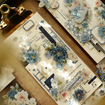 Whole Roll 5.5cm*5m Dream Painting blue Die Cutting Washi/PET/Shell Light PET Tape featuring dream, blue, and light designs for journaling, scrapbooking and collage