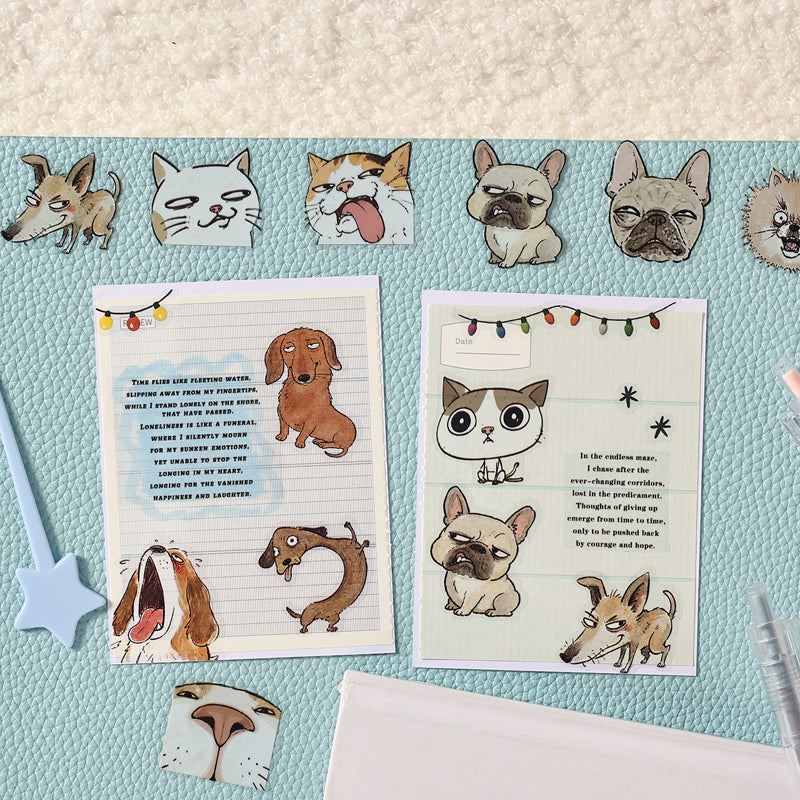 Ugly Face Cats Dogs Series Die Cutting PET Tape