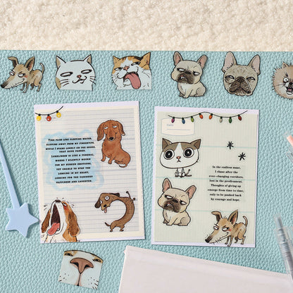 Ugly Face Cats Dogs Series Die Cutting PET Tape