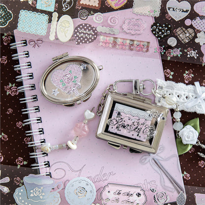 Cocoa Rose House Series Die Cutting Silver Stamping PET Tape featuring rose, silver, and house designs for journaling, scrapbooking and collage