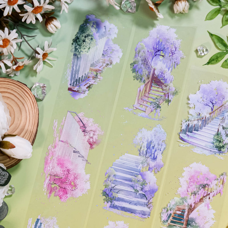 Whole Roll 6.5cm*5m Four Seasons Flower Stairs PET Tape