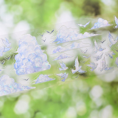6.5cm*110cm Cloud Dream Floating World Die Cutting Shell Light PET Tape featuring dream, cloud, and light designs for journaling, scrapbooking and collage
