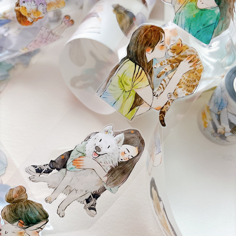Whole Roll 6cm*10m Pet Companionship Die Cutting Washi/PET/Fog PET Tape