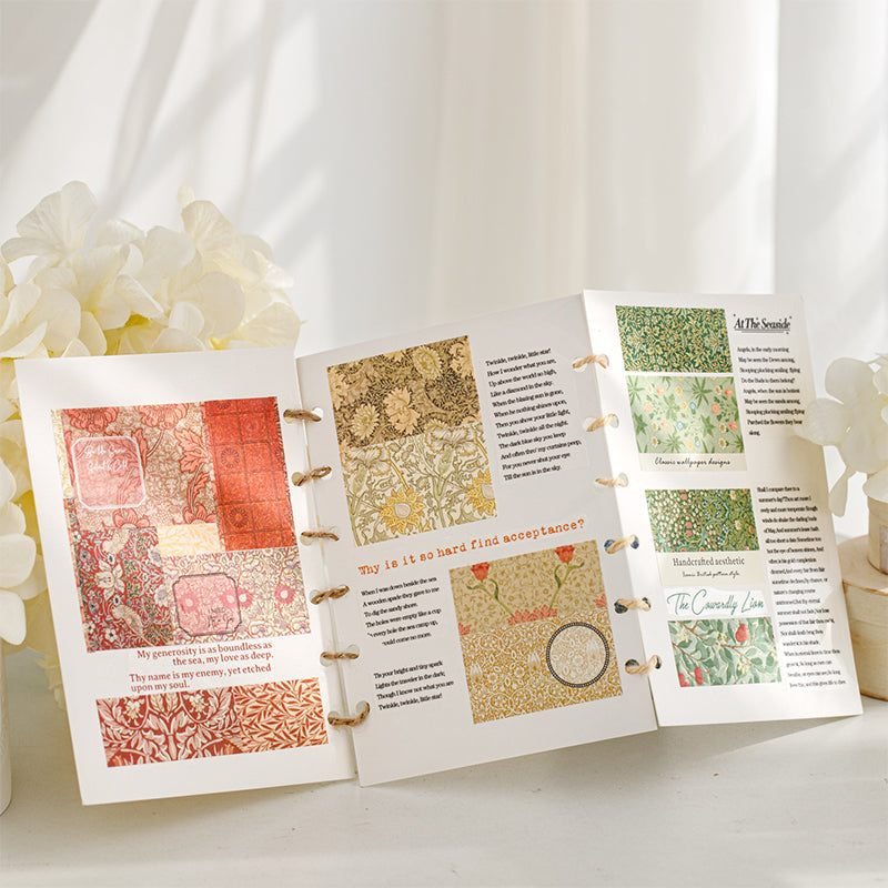 Maurice's flower paper Series Die Cutting White Kraft Paper Tape featuring white, and flower designs for journaling, scrapbooking and collage